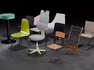 Low poly chairs pack Low-poly 3D model