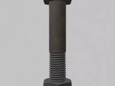 M12 Hex Bolts and Nuts with Rusty Iron Texture Fine Threads 3D model
