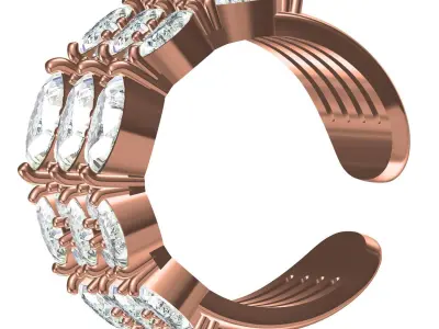 Antique Round and Marquise Diamond Wide Band 3D print model