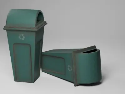 Plastic Trash Can Lowpoly Low-poly 3D model