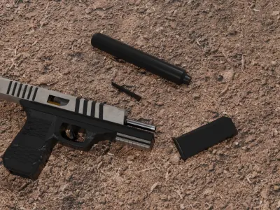 Near Future Pistol with Screen Low-poly 3D model