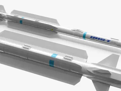 IRIS T AIM 2000 Air to Air Missile Light Gray 3D model