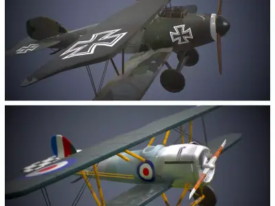 Two ww1 planes German British 3D Model Collection
