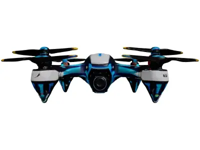 Futuristic Quadcopter Drone with Damage 3D model