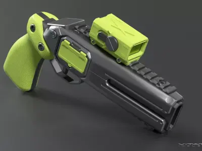 Gameready Sci fi pistol Low-poly 3D model