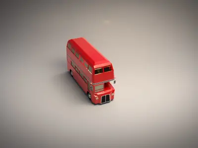 Low Poly Cartoon London Bus Low-poly 3D model
