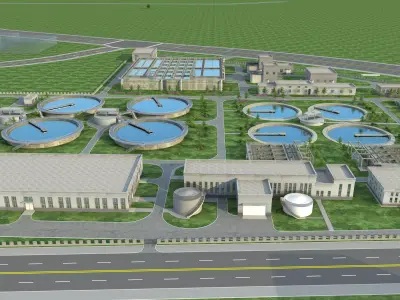 Wastewater treatment filtration plant 3D model