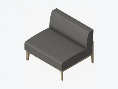 Furniture - Sofa - Contemporary - Oak - Chair Low-poly 3D model