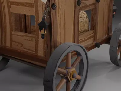 Stylized Cart PBR GameReady Low-poly 3D model