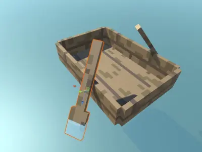 Block Pack Boat - block styled voxel boat Low-poly 3D model