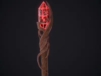 Fantasy Staff Low-poly 3D model