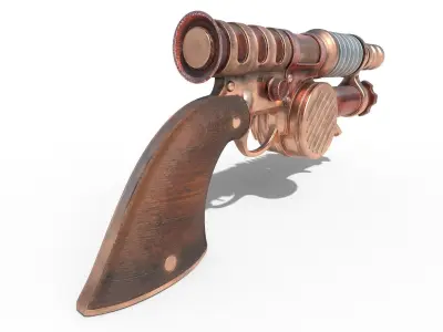 Gun steampunk PBR low poly Low-poly 3D model