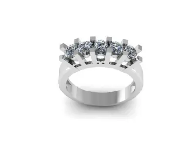 5 Stone Diamond Ring Band Engagement Free 3D print model purchase
