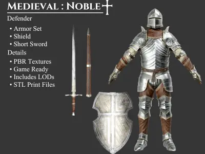 Medieval Collection Noble Defender 3D Model Pack