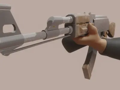 AK  Weapon Model with Rigged Arms Free 3D model