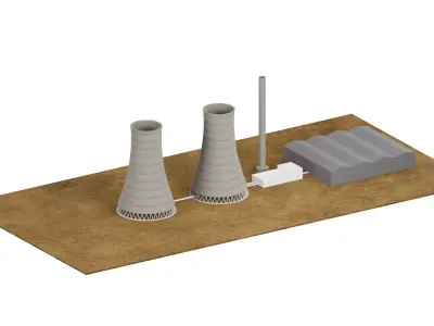 Nuclear Power Station 3D Model Low-poly 3D model