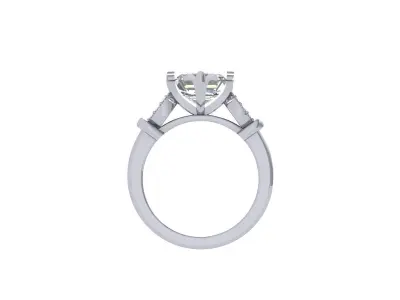 Asscher Solitair Ring 3D print model 6