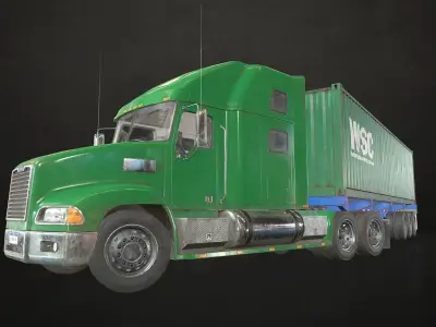 Semi Truck Container Trailer Low-poly 3D model