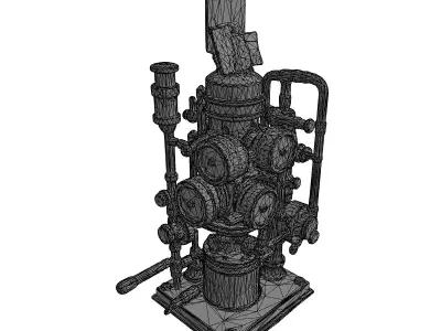 Steampunk Industrial Machine Generator Low-poly 3D model
