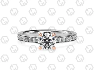 Ring 79 Round Shape and princess on shanks with Gems 3D print model