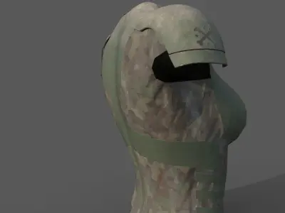 Simple sci-fi female military metal armor Low-poly 3D model Low-poly 3D model