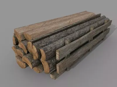 Wood logs B Low-poly 3D model