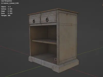 Cabinet 3 wooden nightstand with two drawers Low-poly 3D model purchase