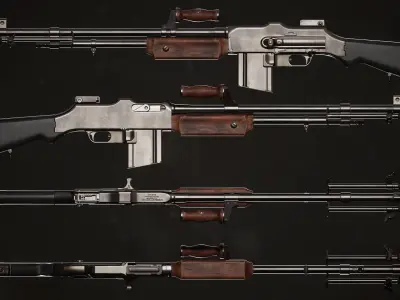 M1918 BAR gun Low-poly 3D model