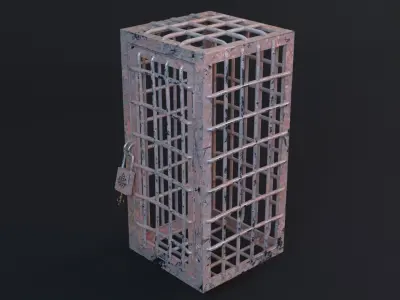 MedievalProp Cage - Lock - Key Game Ready 3D Model 3D model