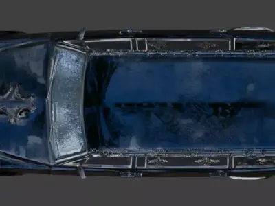 Gothic Coffin Hearse 3D Model Low-poly 3D model