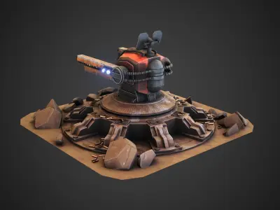 Anti-air gun turret  Low-poly 3D model