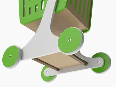 Wooden market shopping trolley 3D model