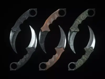 3D Karambit - 6 COLORS Low-poly 3D model