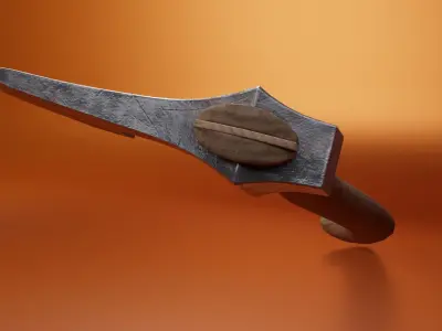 Medieval Axe Low-poly 3D model 17