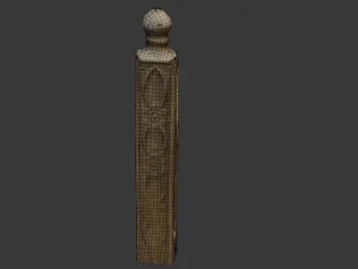 Ornate Wooden Baluster 3D Scan Low-poly 3D model
