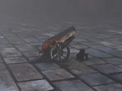 Rusty cannon Low-poly 3D model