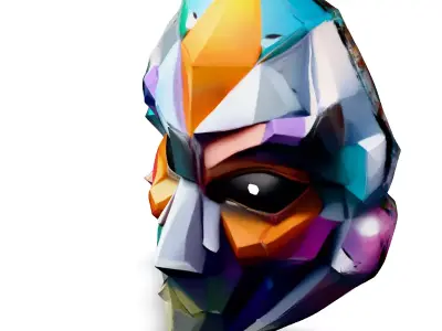 LowPoly Geometric SciFi Mask Low-poly 3D model