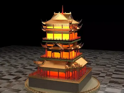 Chinese ancient tower  3D model get