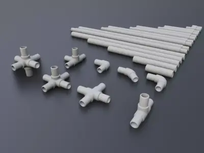 Plastic Water Pipes kitbash Low-poly 3D model