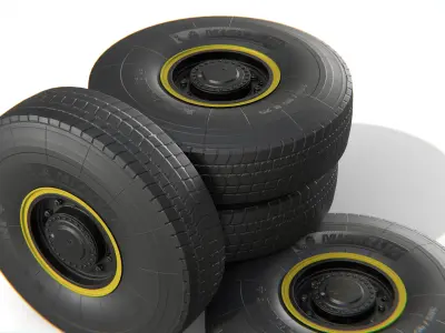 Heavy Duty Truck Tire with Rim Low-poly 3D model
