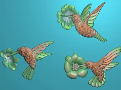 birds and flowers Free 3D model