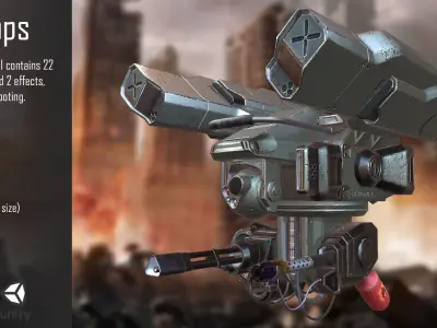 PBR Dron machine gun Low-poly 3D model