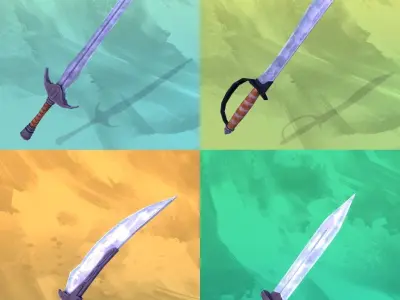 Stylized Swords and Knives Pack Low-poly 3D model
