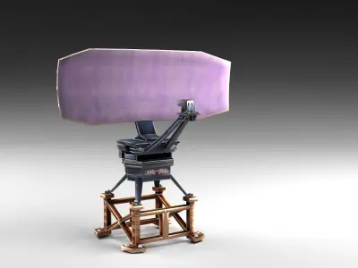 Cartoon radar antenna Low-poly 3D model