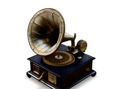 Antique Gramophone 3D Model Low-poly 3D model