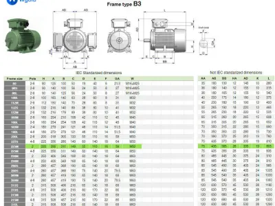 225M B3 Left 2 Pole IEC electric motor - 3D CAD model 3D model