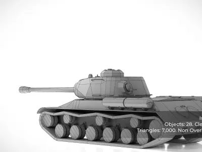 Low Poly IS2 Heavy Tank 7K Tris  UV Unwrapped Game Ready Low-poly 3D model