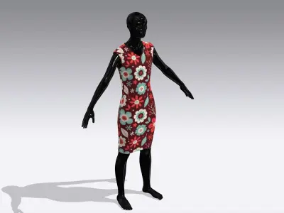 Female Cloth Dress Low-poly 3D model