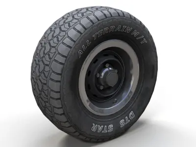 SUV wheel PBR Low-poly 3D model