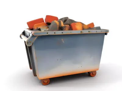 Industrial Dumpster with Bricks Model Pack Low-poly 3D model